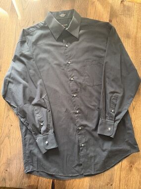 Axcess Men's 16 1/2 (32-33) Black W Blue Pinstripes Button Down Shirt